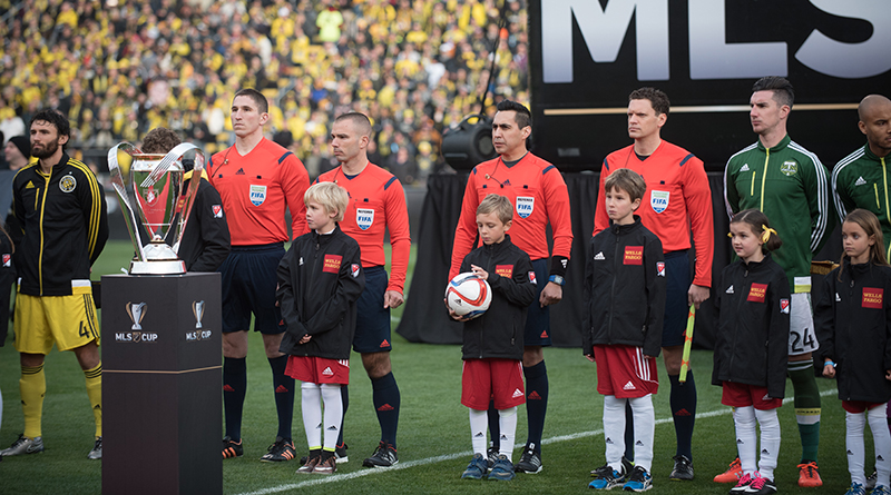Corey Parker, Chris Penso, Jair Marrufo and Peter Manikowski before 2015 MLS Cup Final.