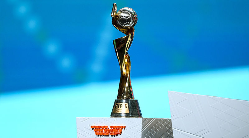 AUCKLAND, NEW ZEALAND - OCTOBER 22: The FIFA Women's World Cup Winner's Trophy during the FIFA Women's World Cup 2023 Final Draw at the Aotea Centre on October 22, 2022 in Auckland, New Zealand. (Photo by Stephen McCarthy - FIFA/FIFA via Getty Images)
